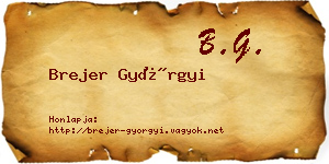 Brejer Györgyi névjegykártya
